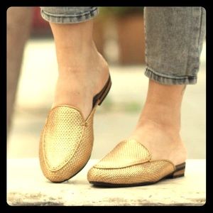 Gold leather mules/flats Size 9.5 Womens (EU 40)